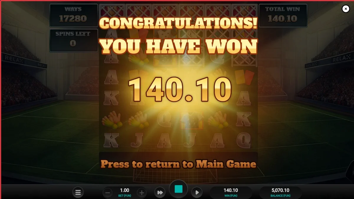 Interface do jogo World Class Kick Off Dream Drop com tema de futebol retro